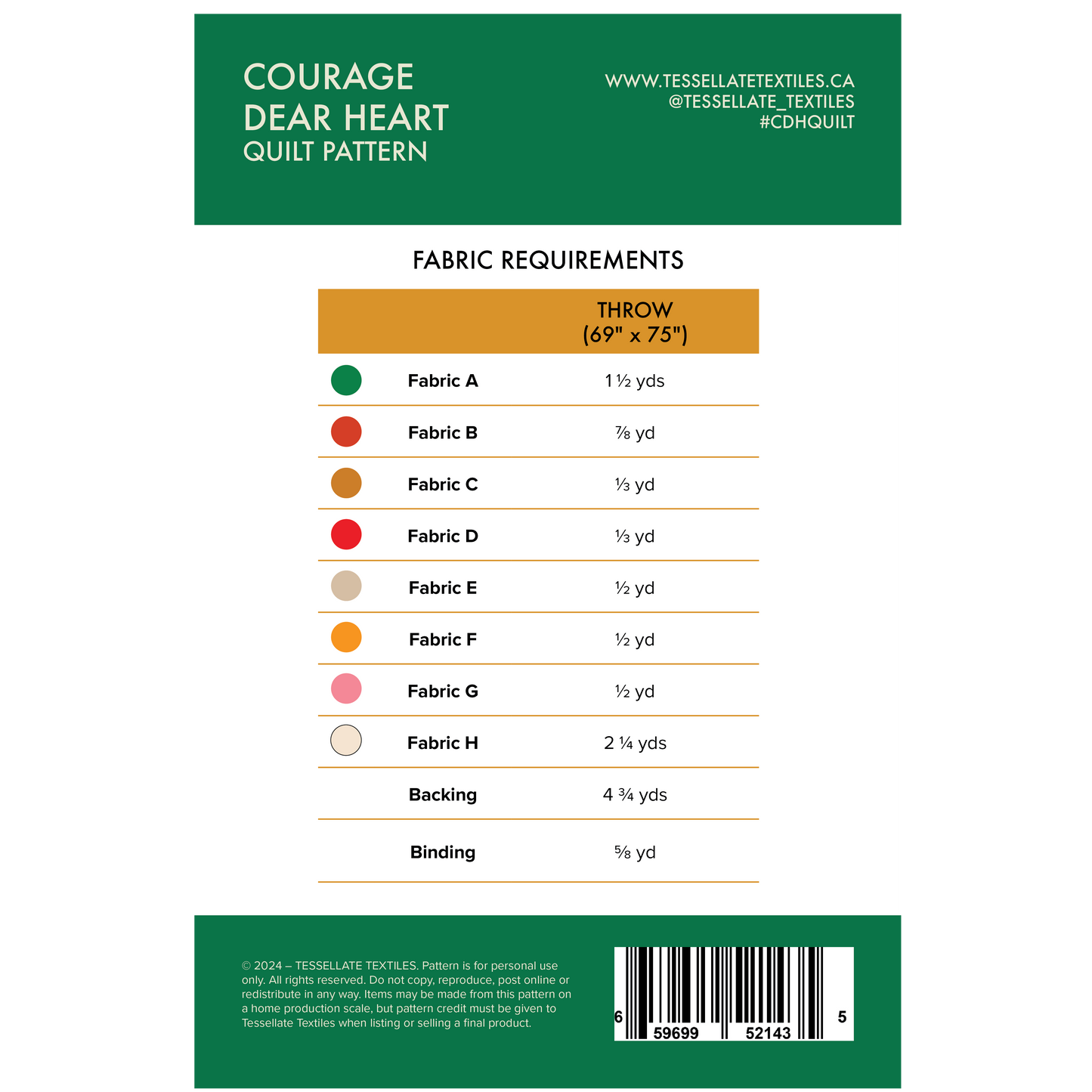WHOLESALE - Courage Dear Heart Paper Patterns (Packs of 5)
